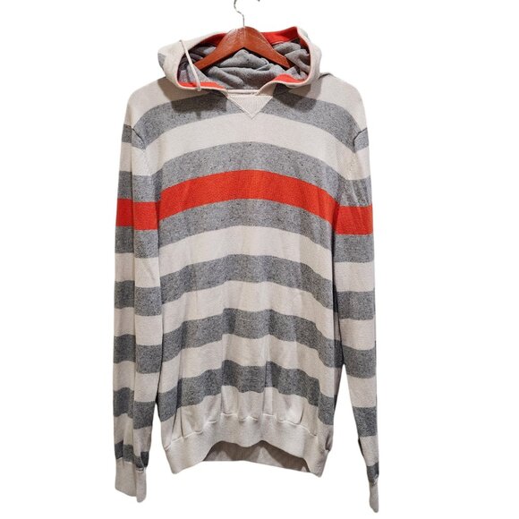 Le 31 Par Simons Men's Hoodie Size XL Striped Gray & White 100% Cotton - Picture 1 of 11